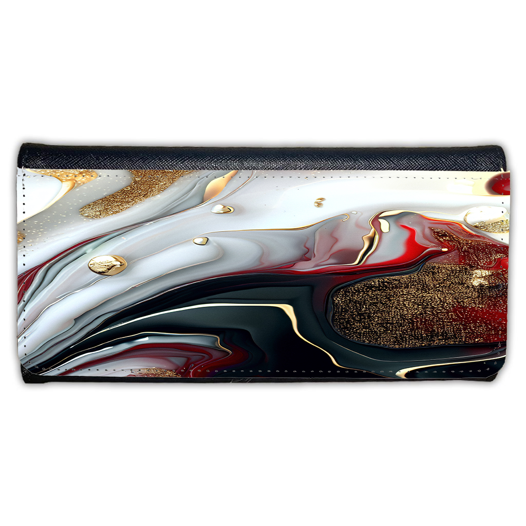 LADIES PURSE/WALLET BLACK - Black Red White & Gold 7