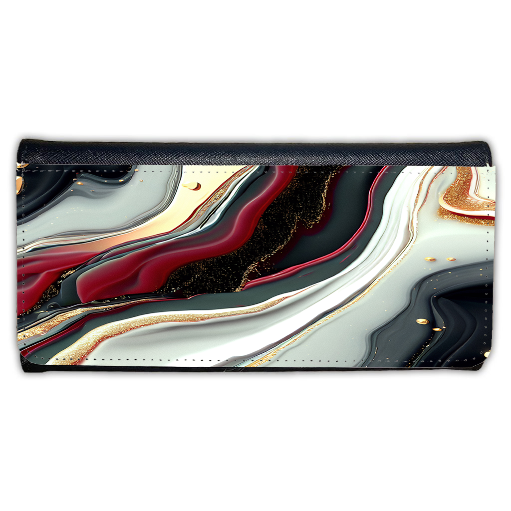 LADIES PURSE/WALLET BLACK - Black Red White & Gold 8