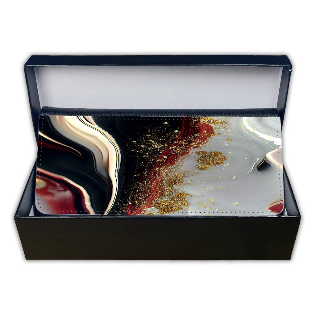 LADIES PURSE/WALLET BLACK - Black Red White & Gold 9