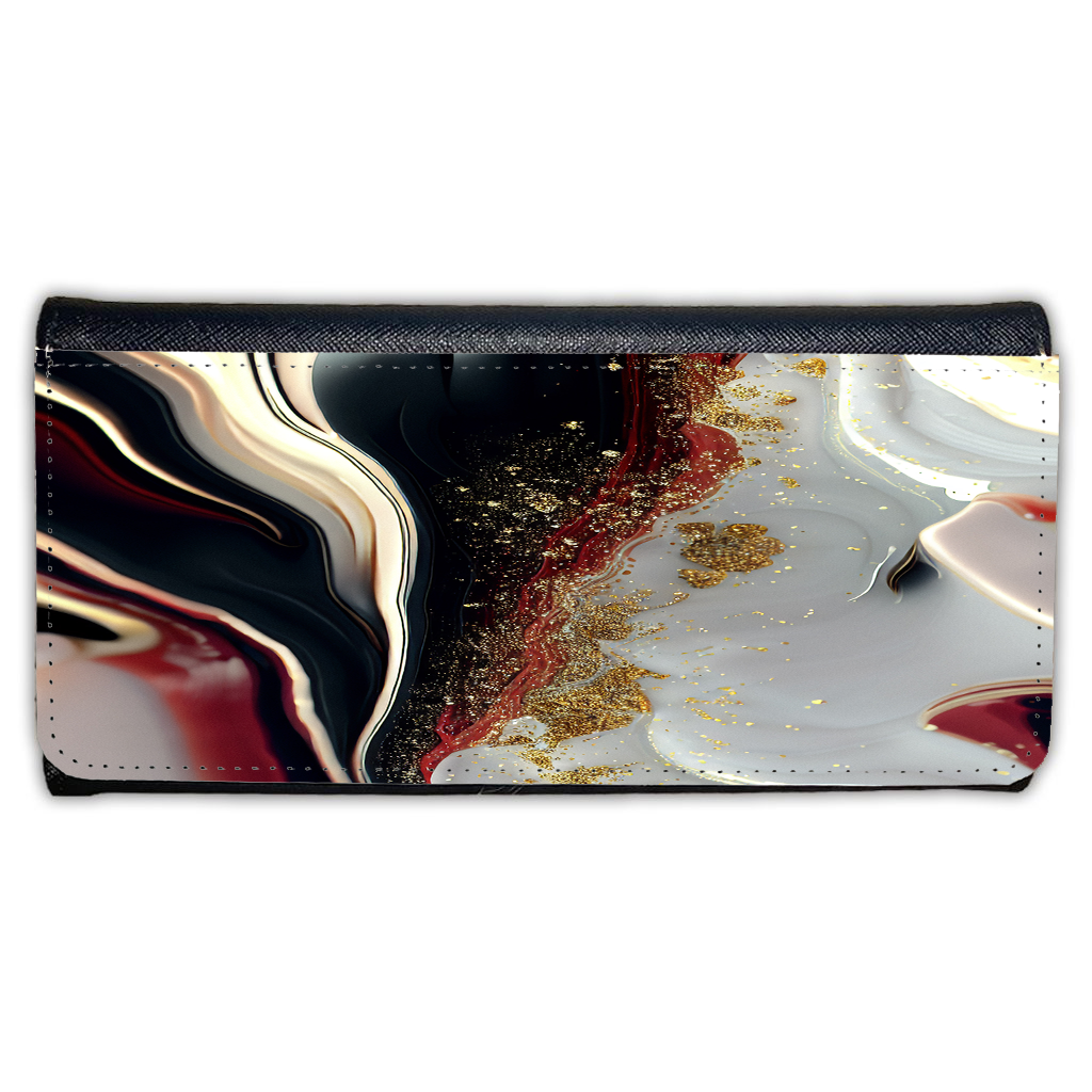 LADIES PURSE/WALLET BLACK - Black Red White & Gold 9