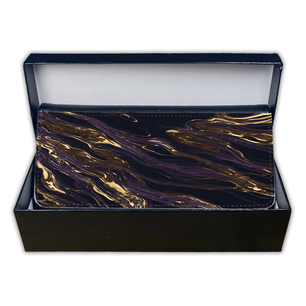LADIES PURSE/WALLET BLACK - Purple Black & Gold - 2 Design Options