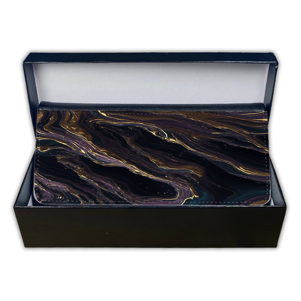 LADIES PURSE/WALLET BLACK - Purple Black & Gold 2