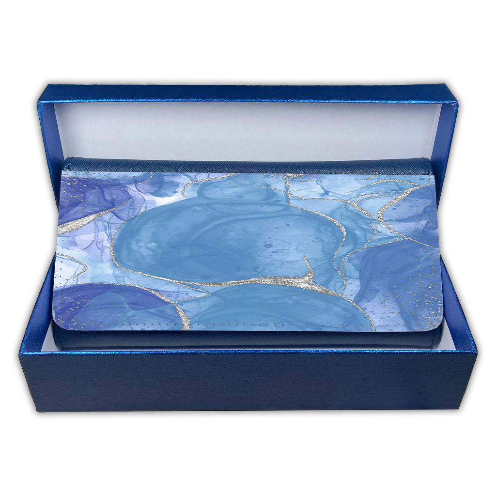 LADIES PURSE/WALLET NAVY - Light Blue & Silver 4