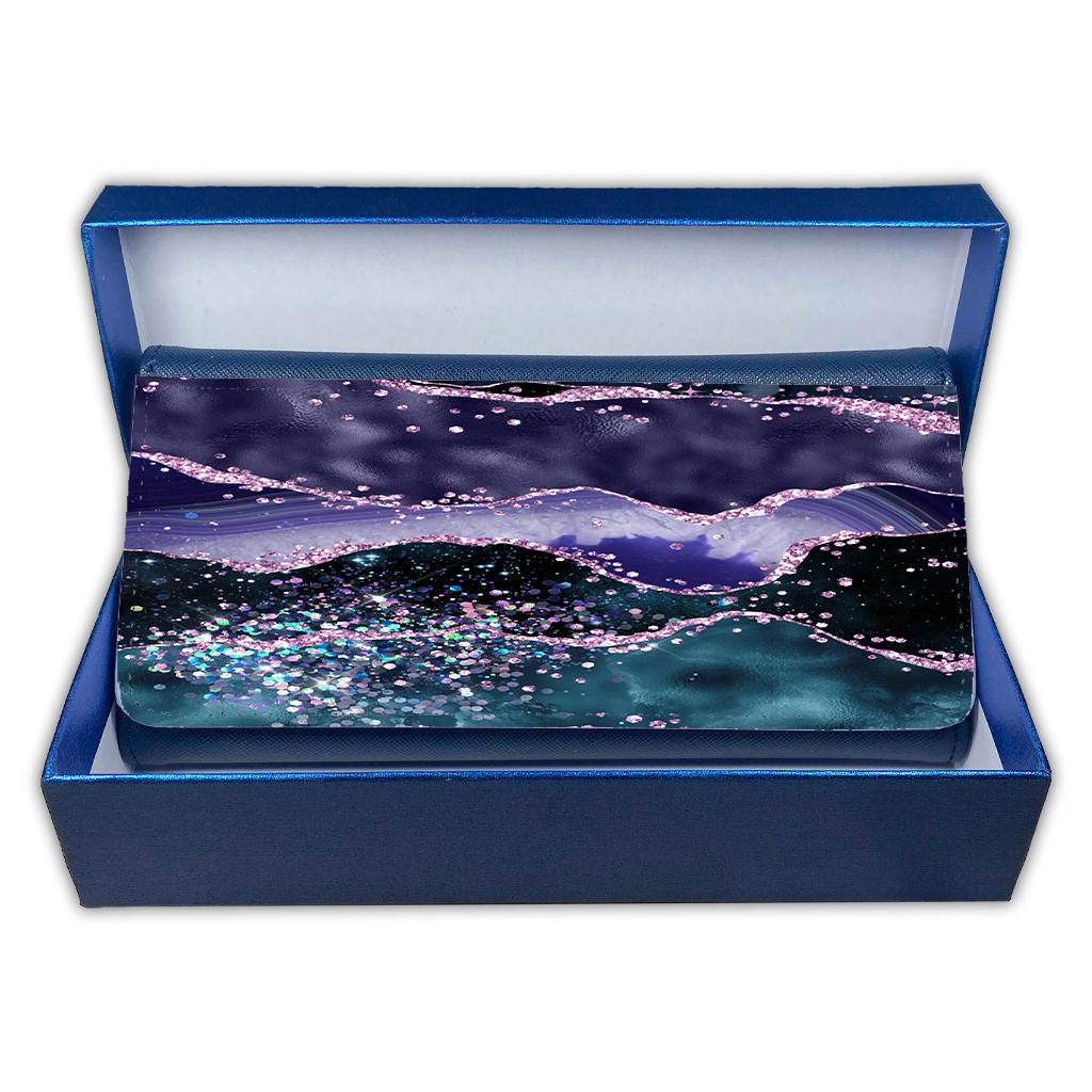 LADIES PURSE/WALLET NAVY - Teal, Purple & Glitter 4