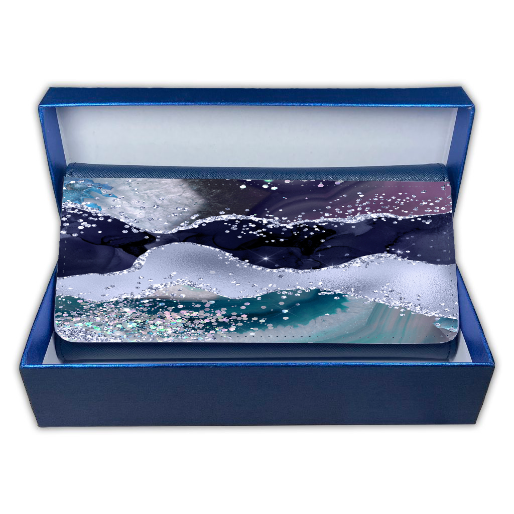 LADIES PURSE/WALLET NAVY - Teal, Purple & Glitter 5