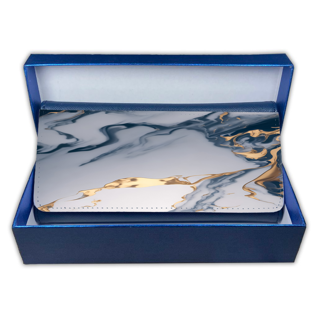 LADIES PURSE/WALLET NAVY - BLUE WHITE & GOLD MARBLE - 2 Design Options