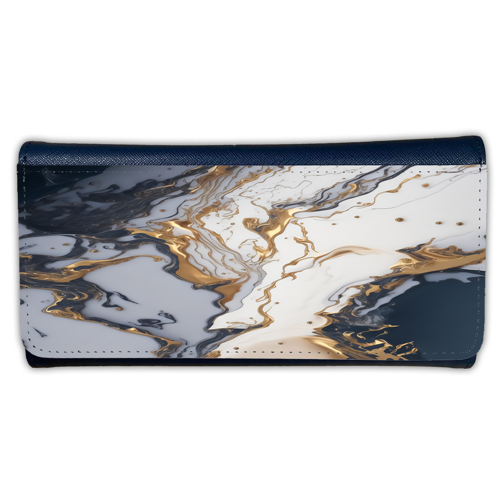 LADIES PURSE/WALLET NAVY - BLUE WHITE & GOLD MARBLE - 2 Design Options