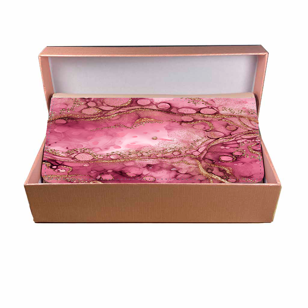 LADIES PURSE/WALLET PINK - Pink & Gold Glitter 2