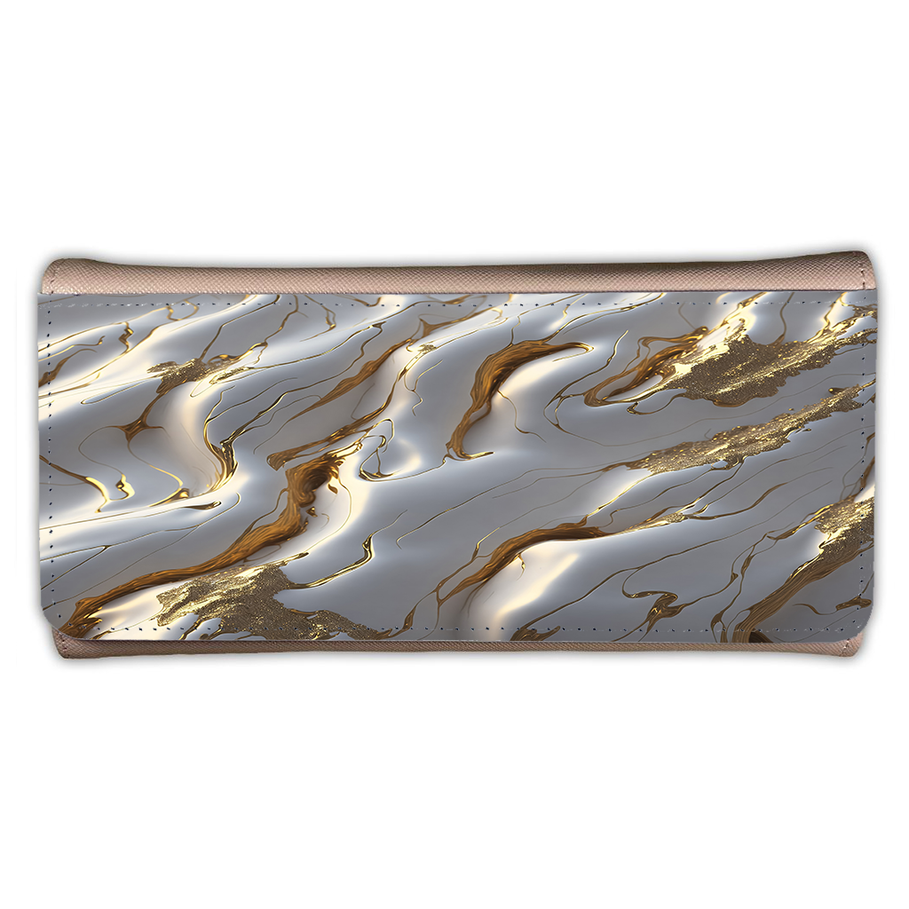 LADIES PURSE/WALLET PINK - White & Gold Marble 1