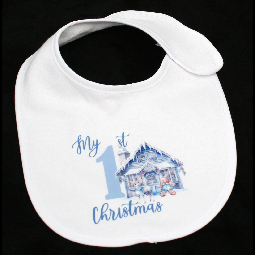 BIB WHITE - MY 1ST CHRISTMAS BLUE - BLUE GINGERHOUSE