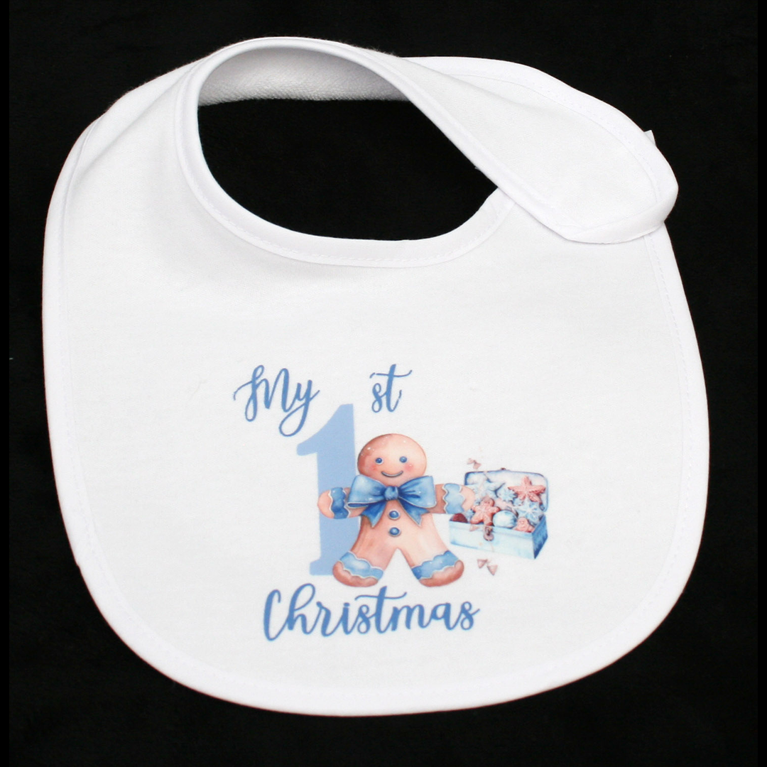 BIB WHITE - MY 1ST CHRISTMAS BLUE - BLUE GINGERBREAD