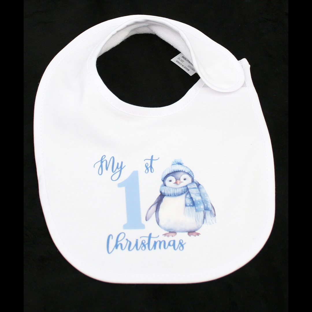BIB WHITE - MY 1ST CHRISTMAS BLUE - BLUE PENGUIN