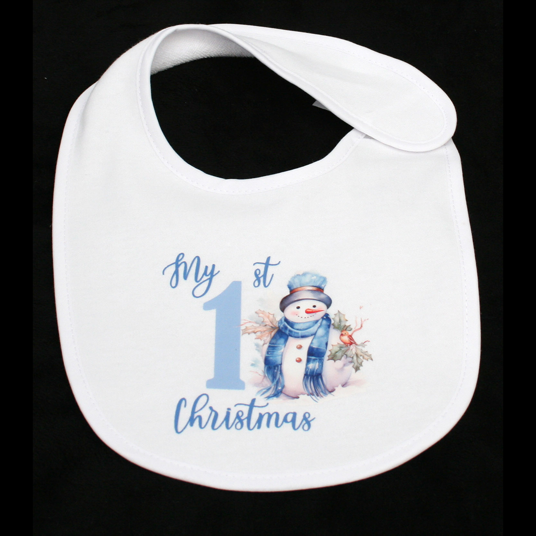 BIB WHITE - MY 1ST CHRISTMAS BLUE - BLUE SNOWMAN