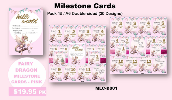 FAIRY DRAGON | PINK MILESTONE CARD SET