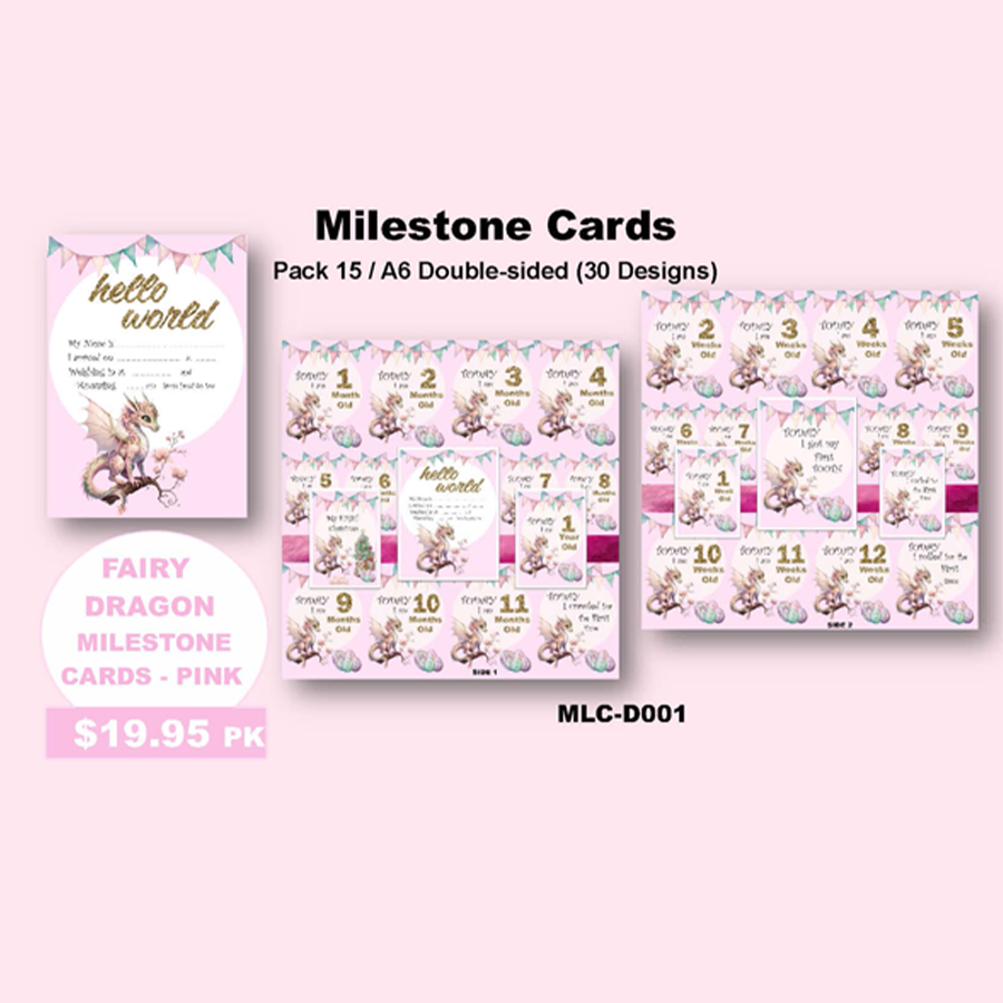 FAIRY DRAGON | PINK MILESTONE CARD SET