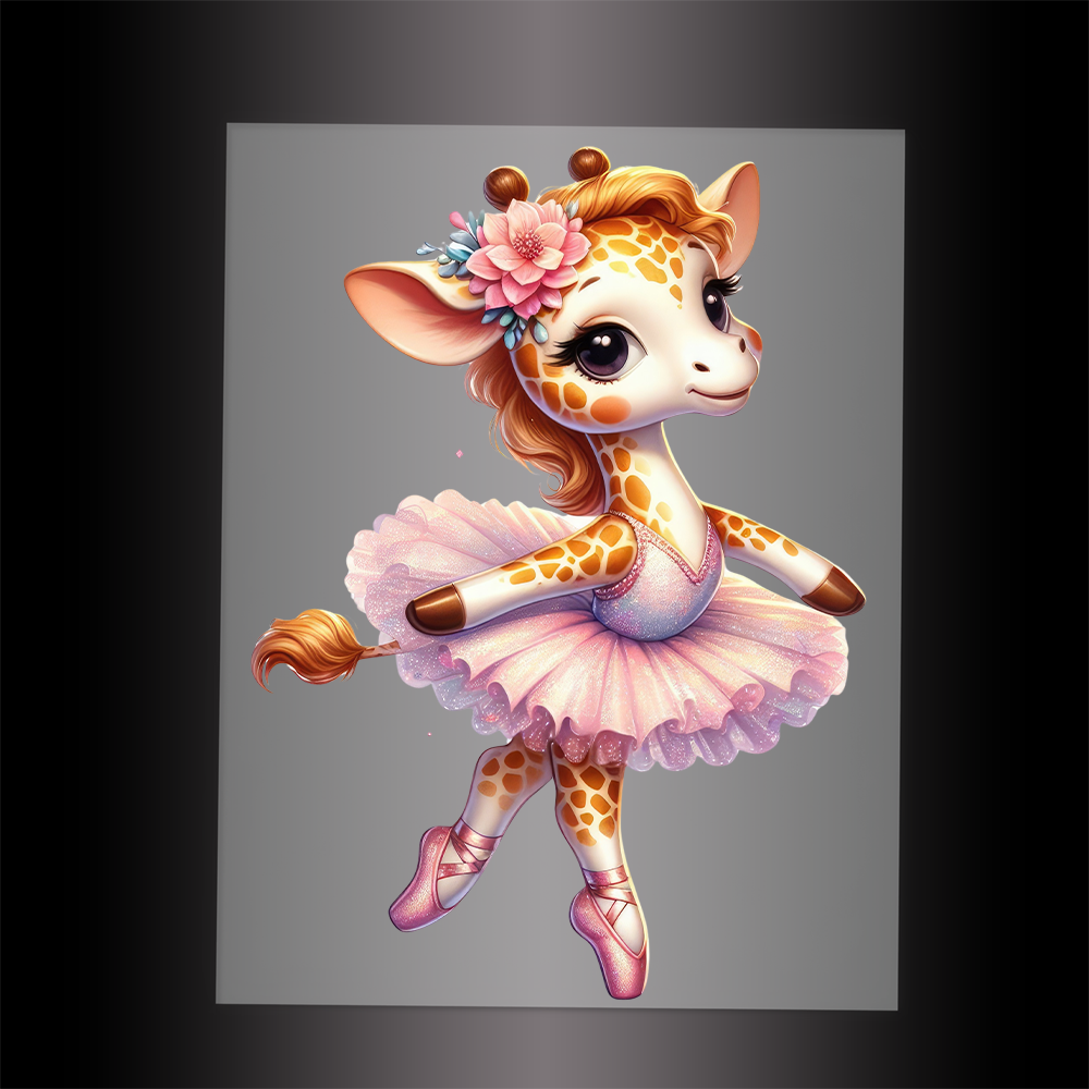 (DTF-10045) BALLERINA GIRAFFE - Garment Transfer