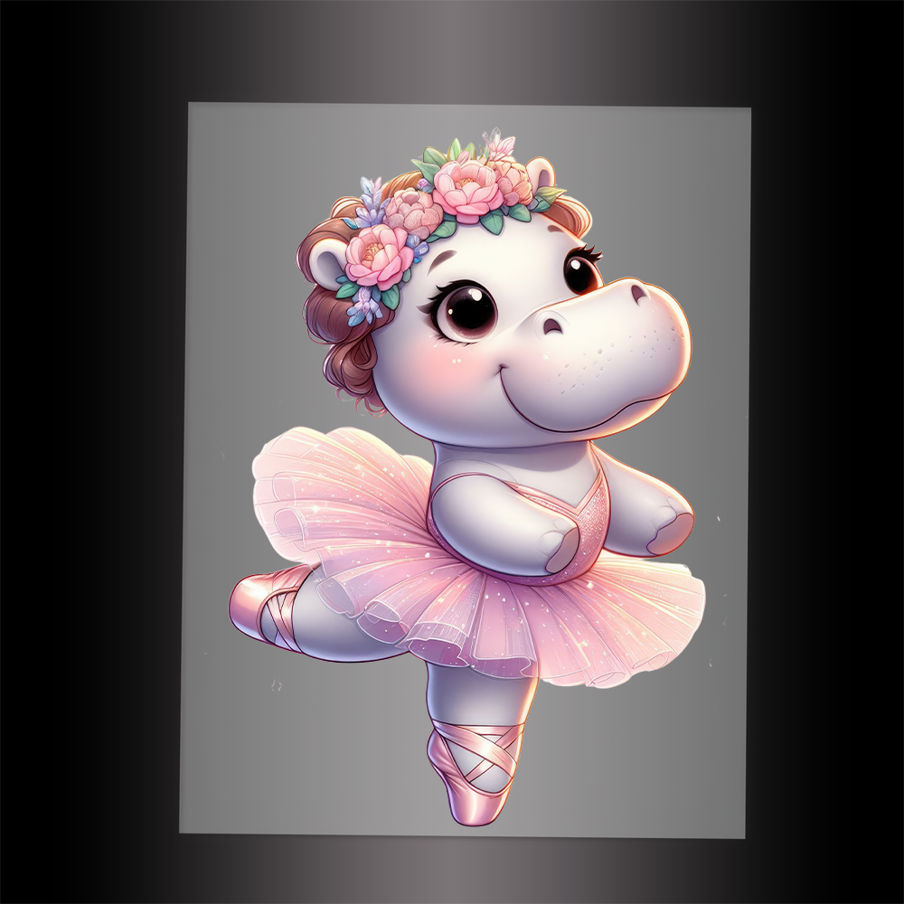 (DTF-10048) BALLERINA HIPPO - Garment Transfer