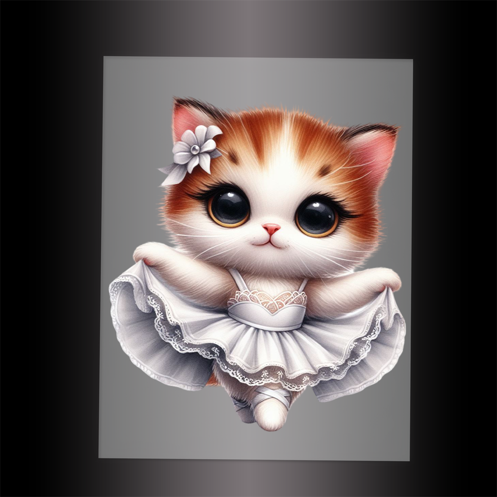 (DTF-10600) BALLERINA KITTEN SILVER - Garment Transfer