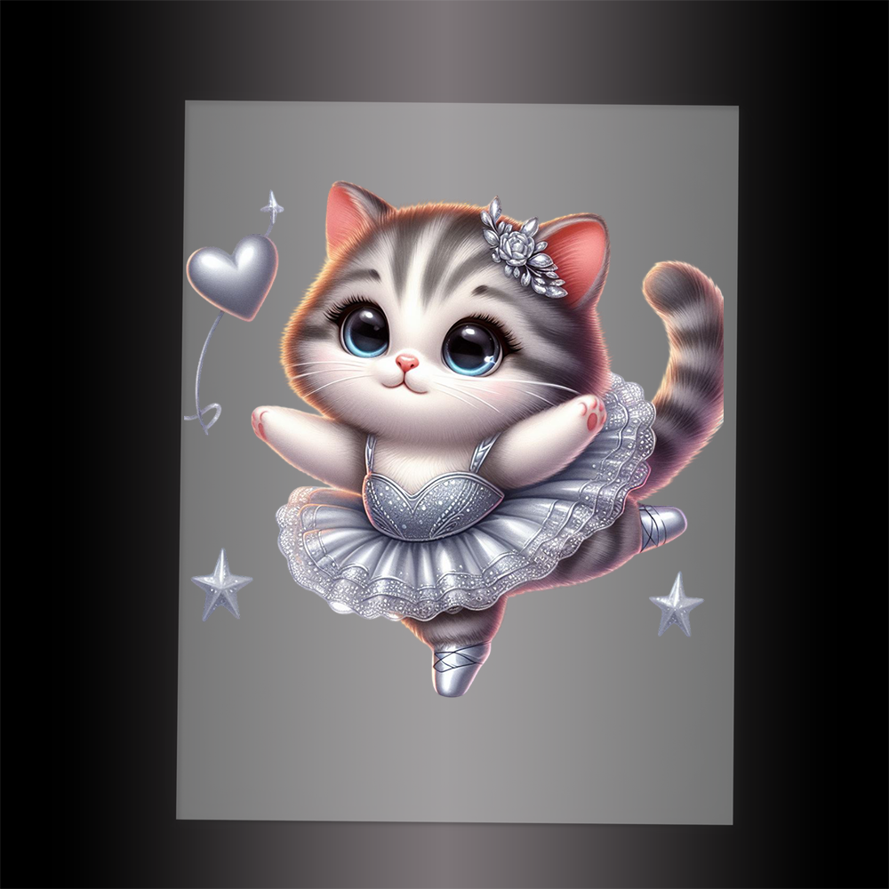 (DTF-10602) BALLERINA KITTEN SILVER - Garment Transfer