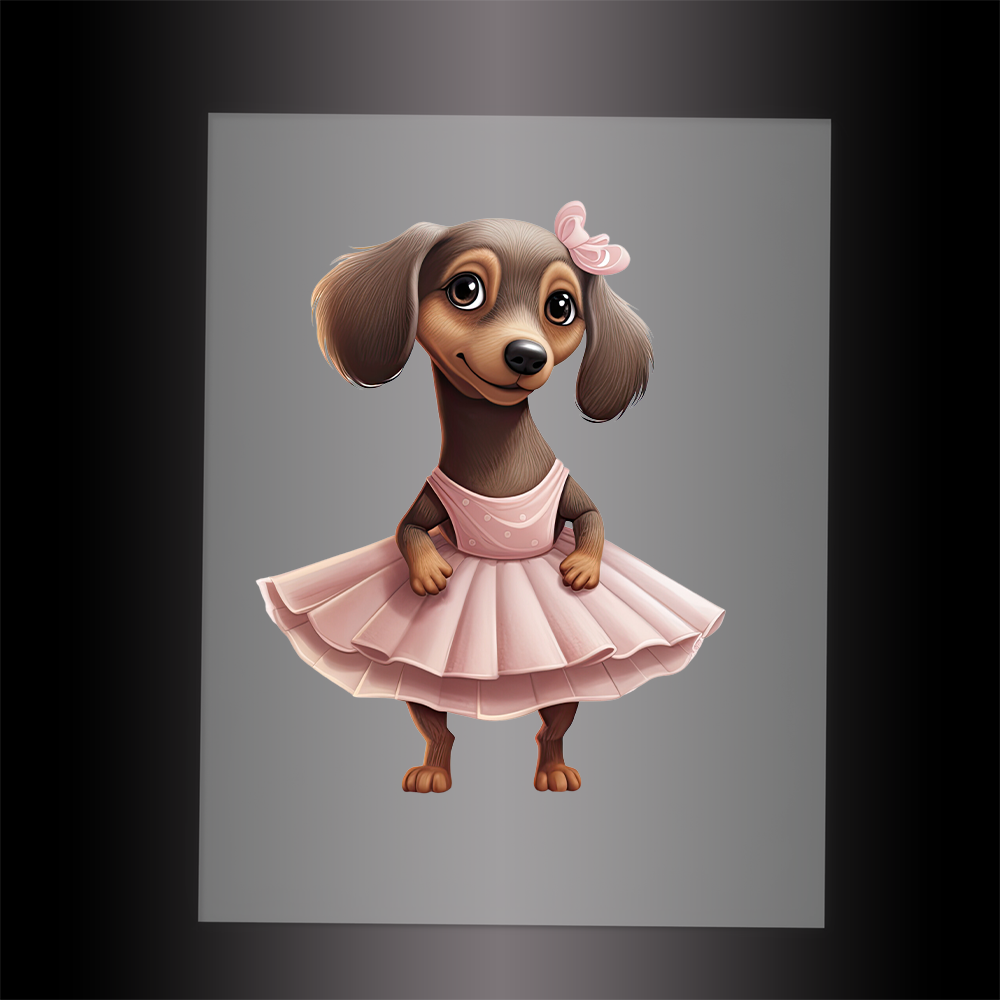(DTF-10809) BALLERINA DACHSHUND - Garment Transfer