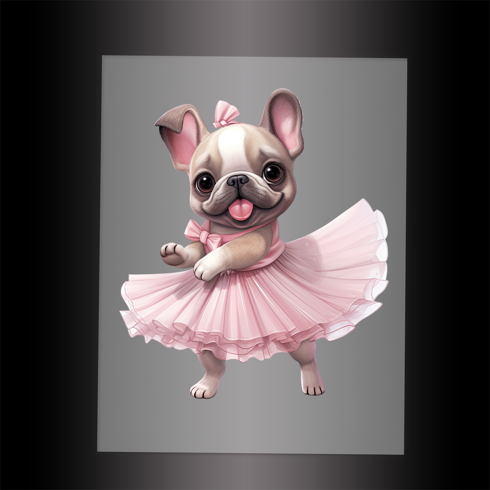 (DTF-10813) BALLERINA FRENCH BULLDOG - Garment Transfer