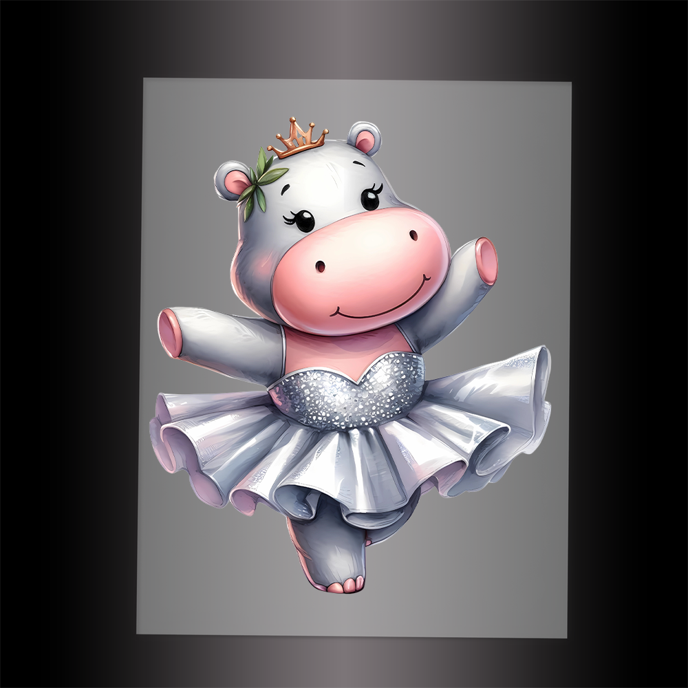 (DTF-11402) BALLERINA HIPPO - Garment Transfer