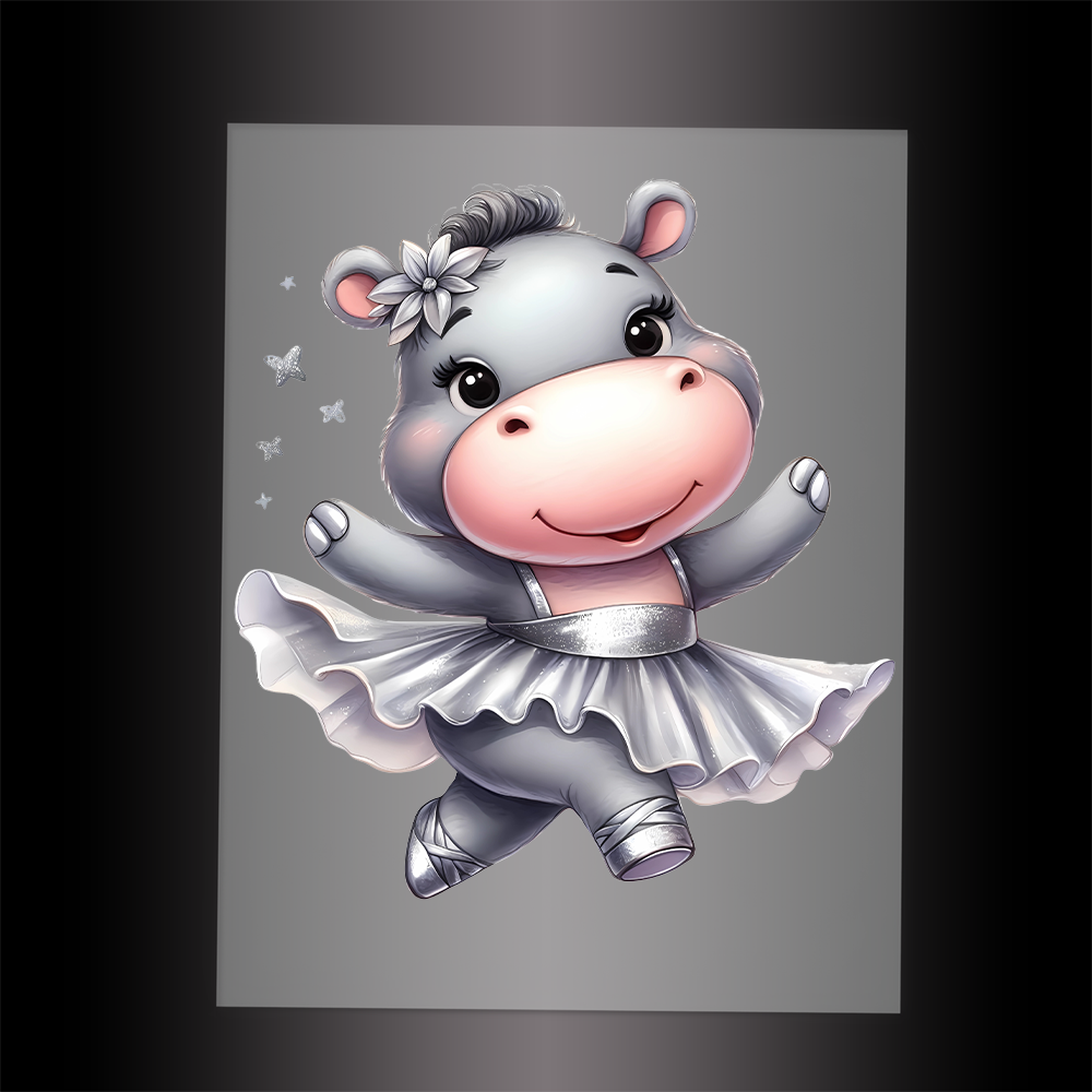 (DTF-11403) BALLERINA HIPPO - Garment Transfer