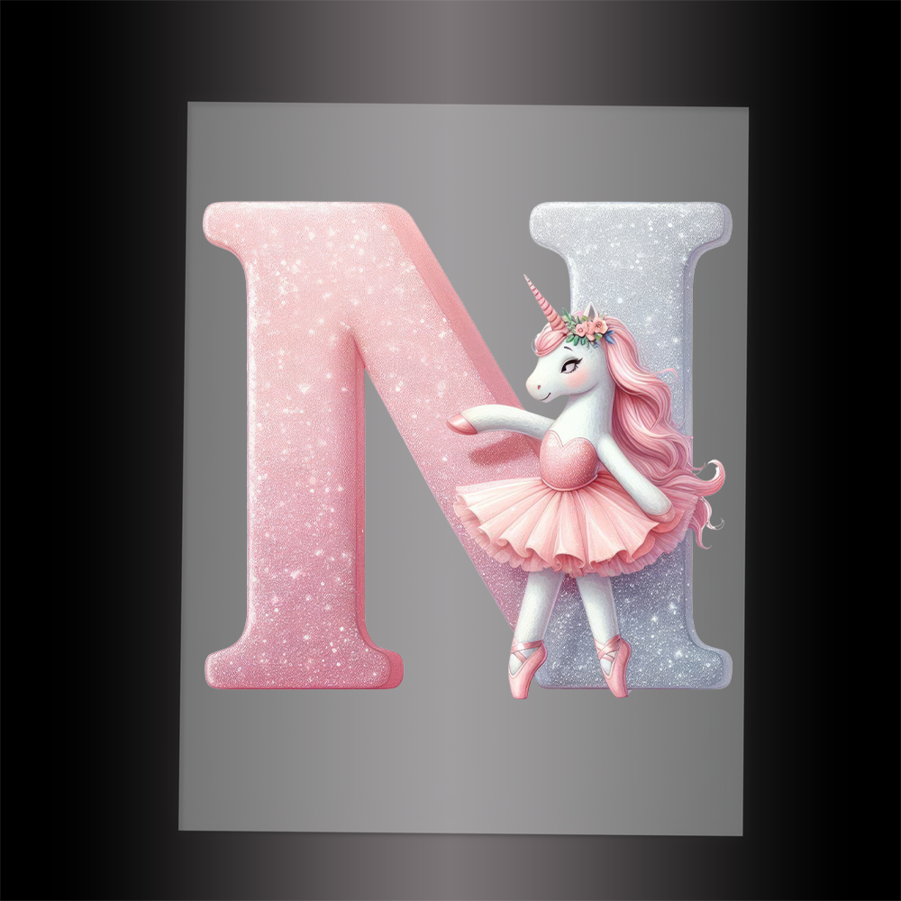 (DTF-12540) BALLERINA UNICORN N (ALPHABET) - Garment Transfer