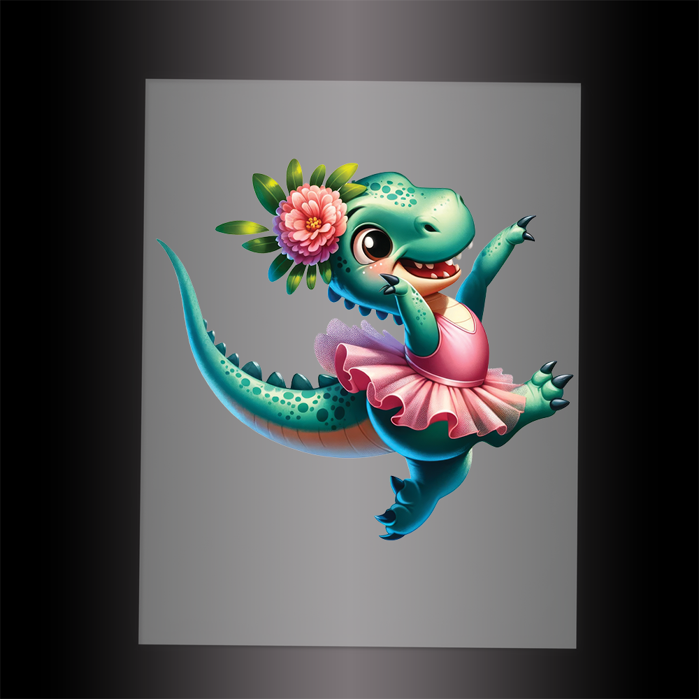 (DTF-12603) BALLERINA DINOSAUR - Garment Transfer