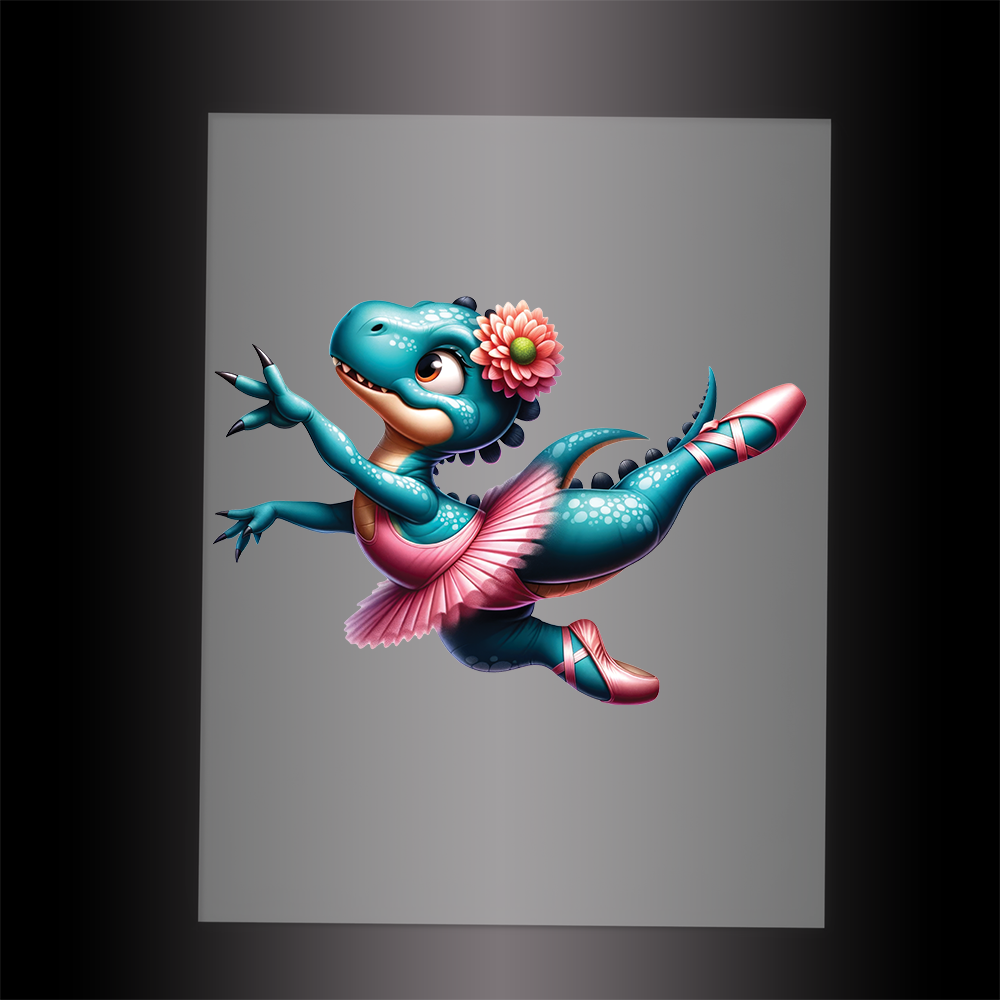 (DTF-12612) BALLERINA DINOSAUR - Garment Transfer