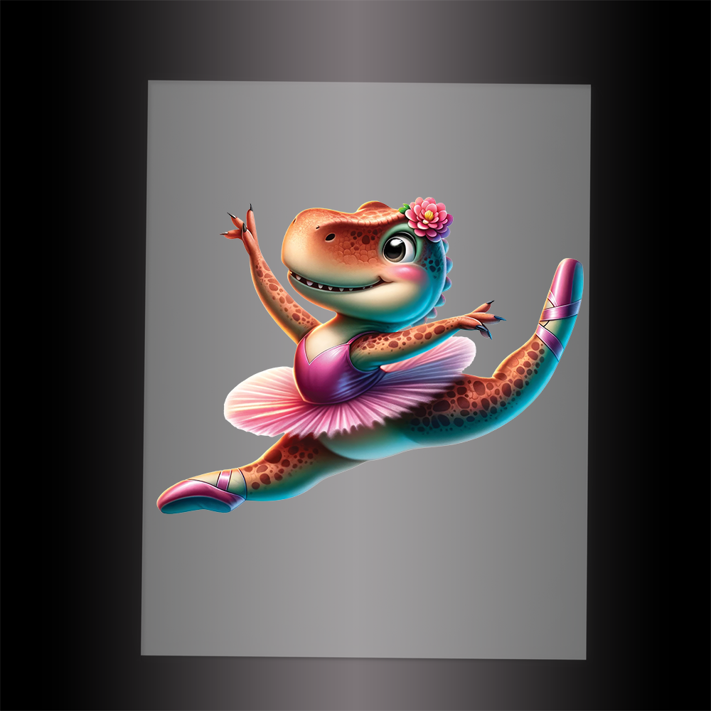 (DTF-12615) BALLERINA DINOSAUR - Garment Transfer
