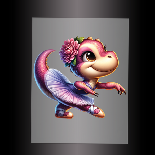 (DTF-12620) BALLERINA DINOSAUR - Garment Transfer