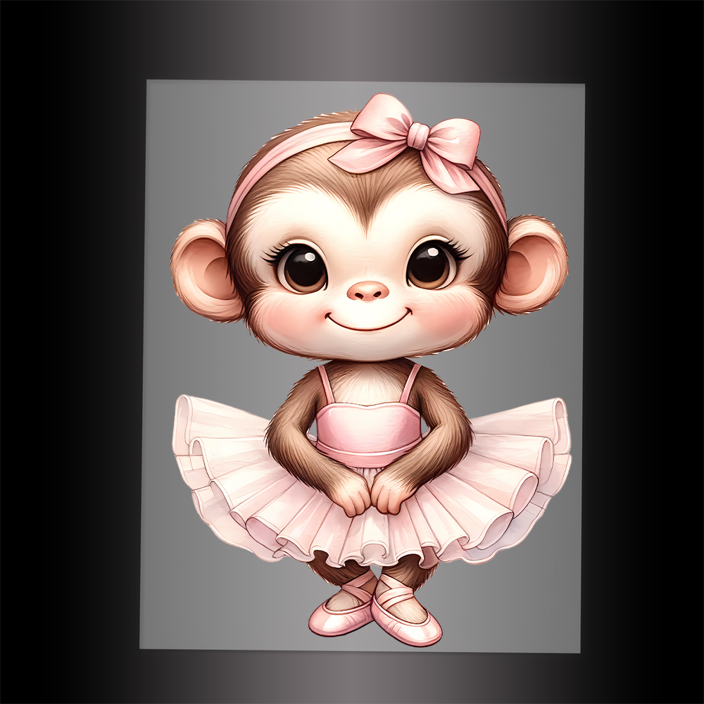 (DTF-13010) BALLERINA MONKEY- Garment Transfer