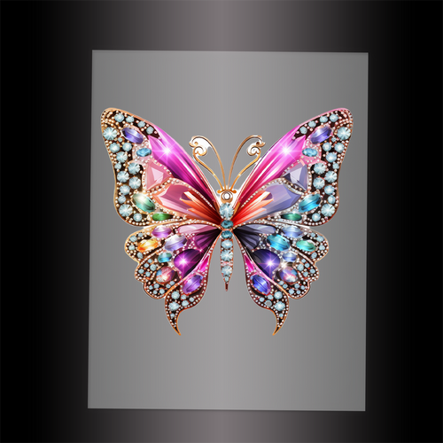 (DTF-GLIT046) BEJEWELED BUTTERFLY - Garment Transfer