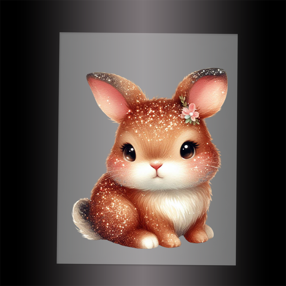 (DTF-GLIT1008) GLITTER RABBIT - Garment Transfer