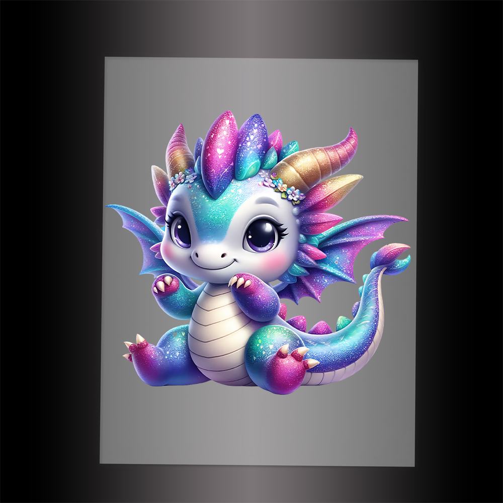 (DTF-GLIT264) GLITTER BABY DRAGON - Garment Transfer