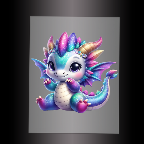 (DTF-GLIT264) GLITTER BABY DRAGON - Garment Transfer