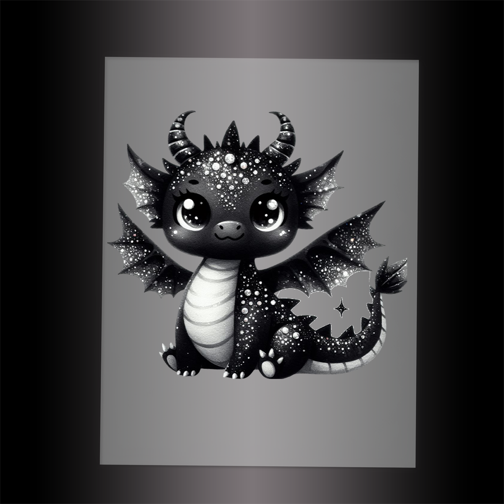 (DTF-GLIT271) GLITTER BABY DRAGON - Garment Transfer
