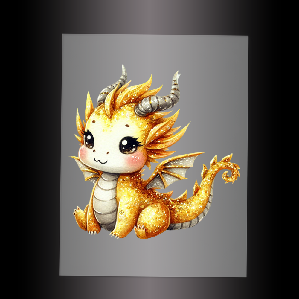 (DTF-GLIT274) GLITTER BABY DRAGON - Garment Transfer