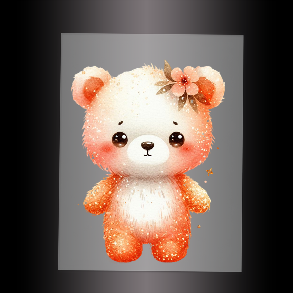 (DTF-GLIT351) GLITTER BEAR - Garment Transfer