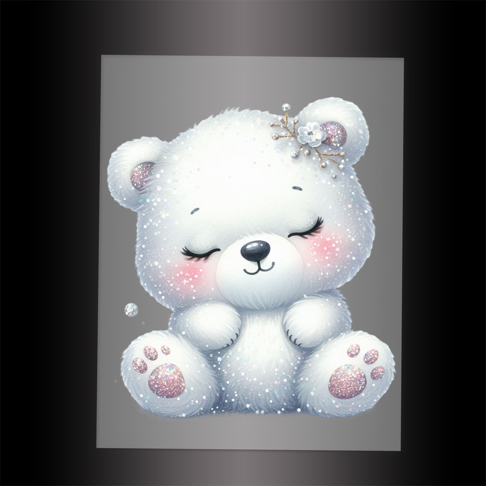 (DTF-GLIT365) GLITTER BEAR - Garment Transfer