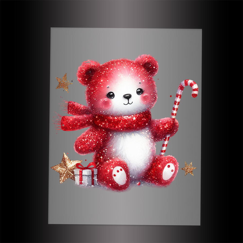 (DTF-GLIT369) GLITTER BEAR - Garment Transfer