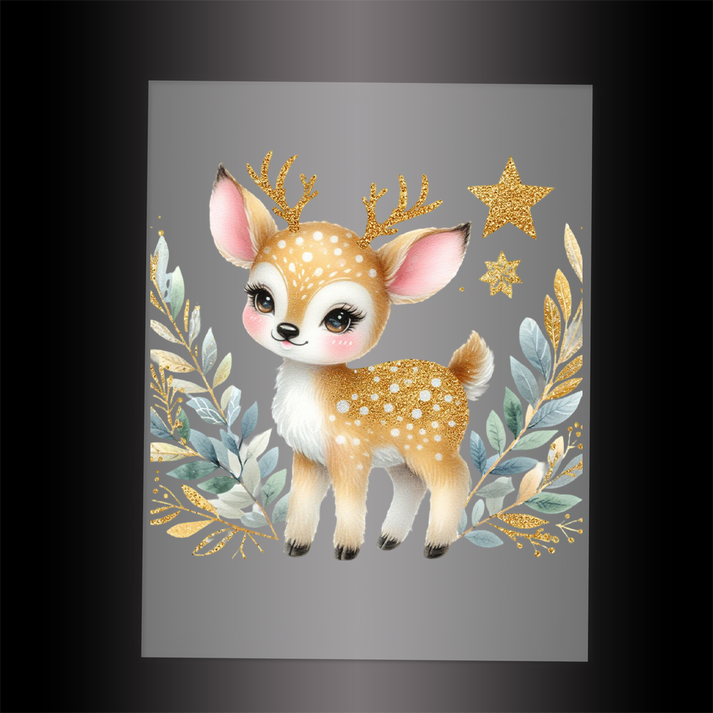 (DTF-GLIT401) GLITTER DEER - Garment Transfer