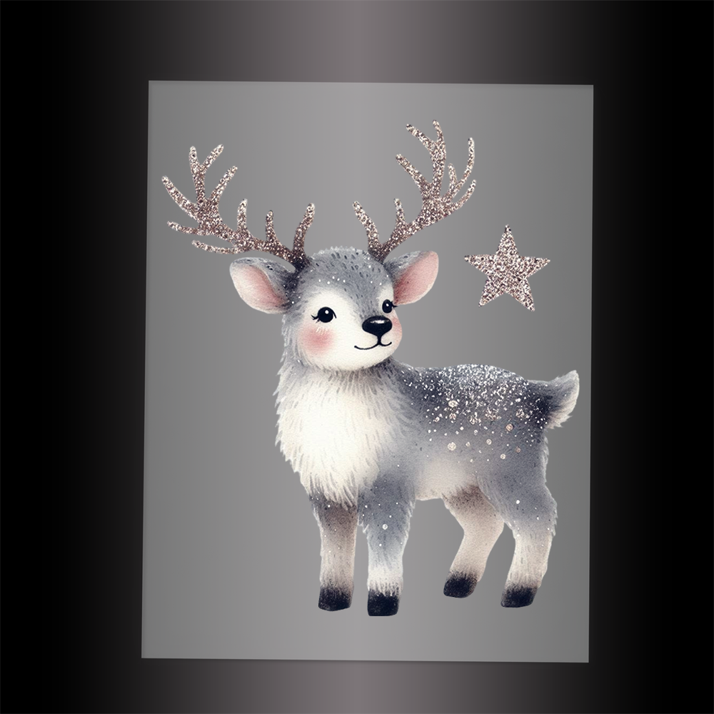(DTF-GLIT421) GLITTER DEER - Garment Transfer