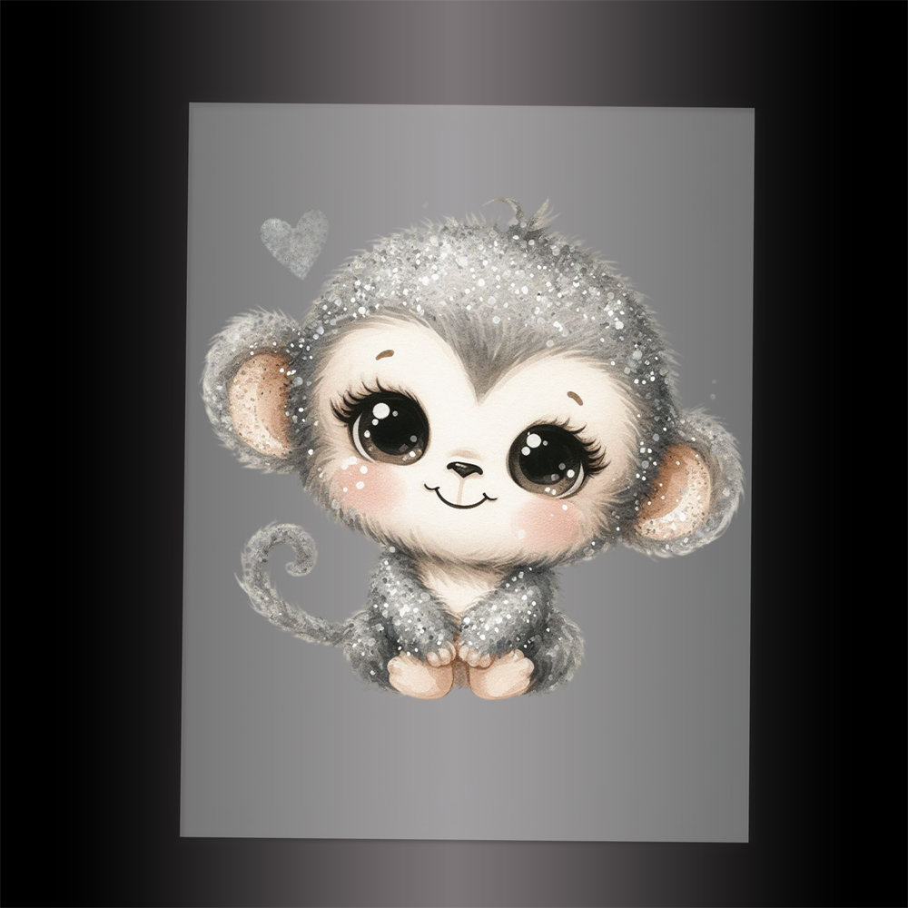 (DTF-GLIT506) GLITTER MONKEY - Garment Transfer