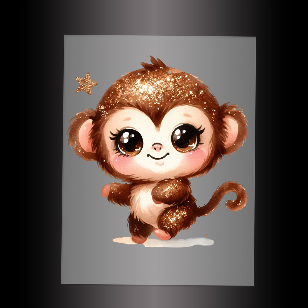 (DTF-GLIT509) GLITTER MONKEY - Garment Transfer