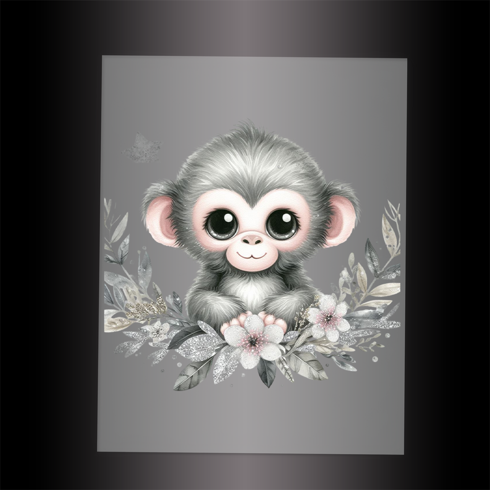 (DTF-GLIT510) GLITTER MONKEY - Garment Transfer