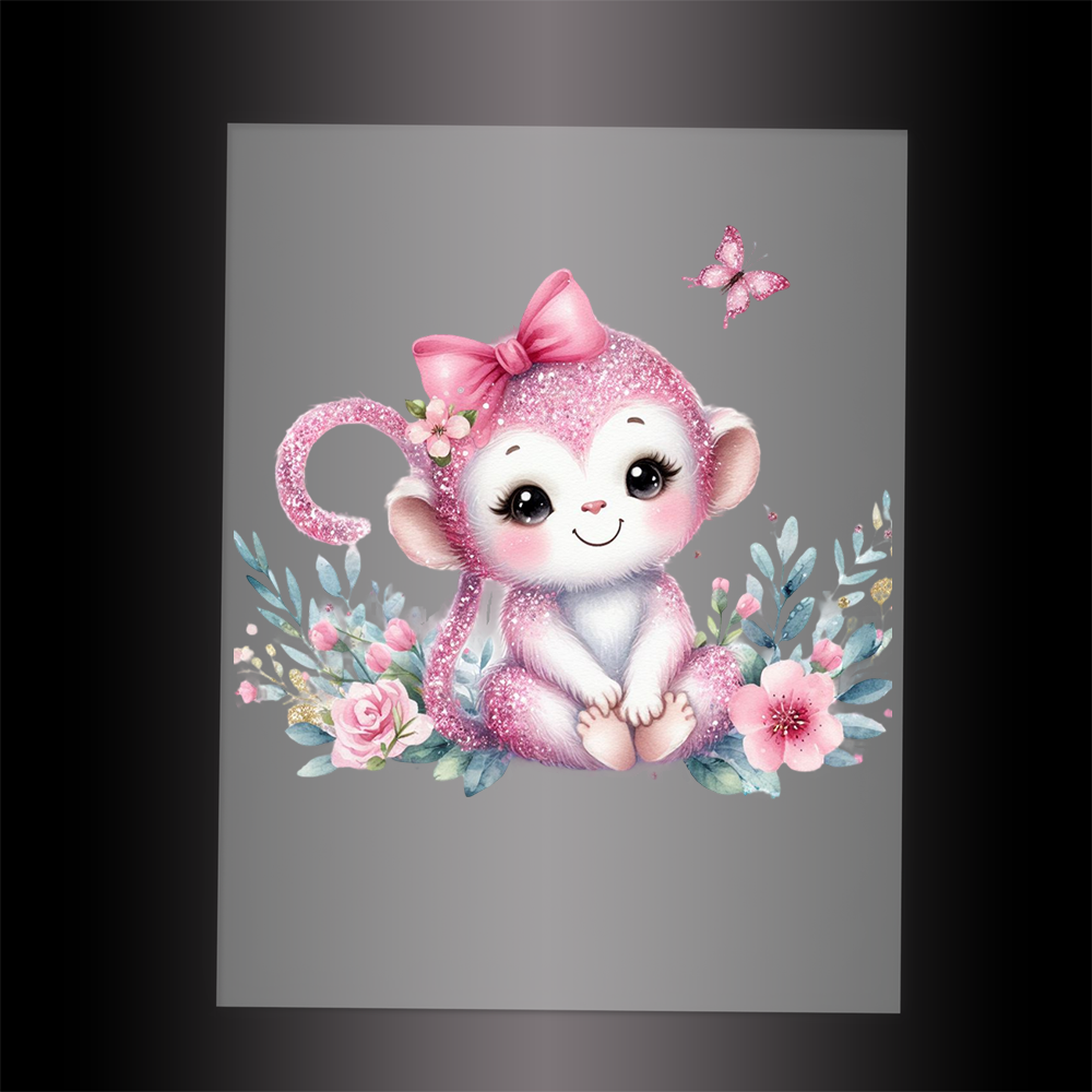 (DTF-GLIT511) GLITTER MONKEY - Garment Transfer