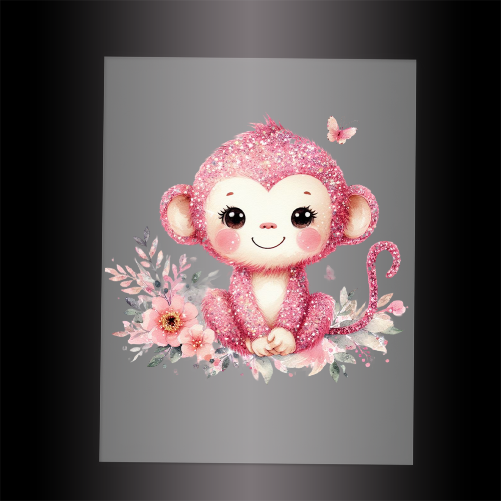 (DTF-GLIT512) GLITTER MONKEY - Garment Transfer