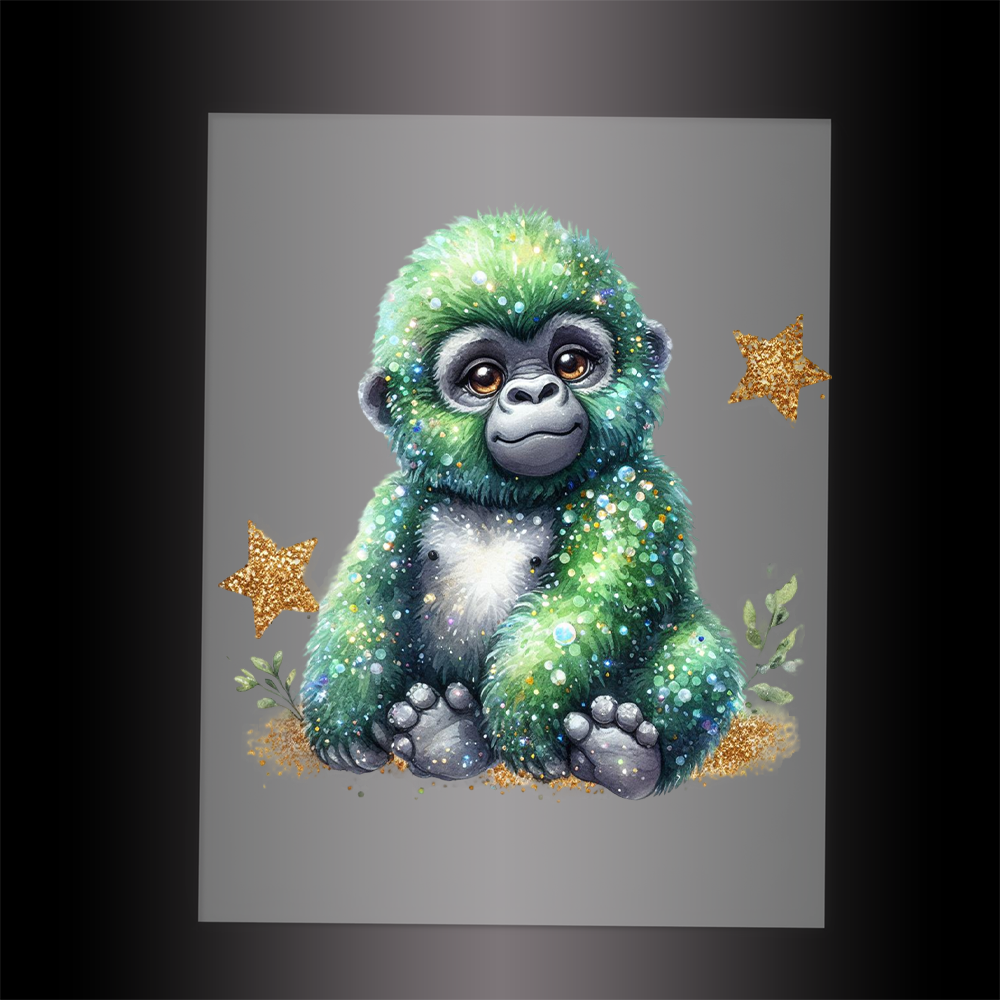 (DTF-GLIT525) GLITTER GORILLA - Garment Transfer